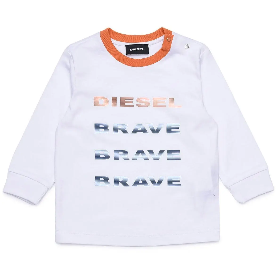 Diesel Babies White Long Sleeve T-shirt With Brave Text