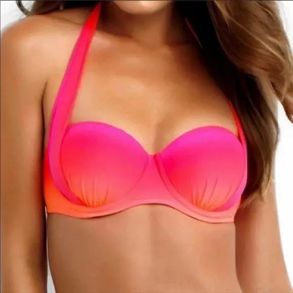 Seafolly Miami Halter Bustier Bikini Top - Neon Melon