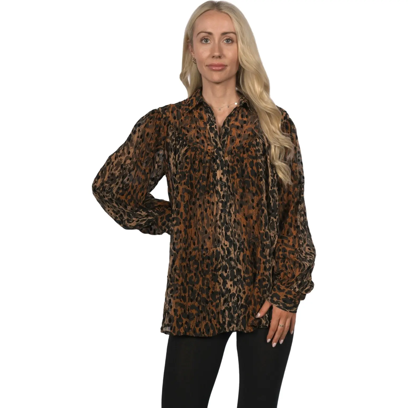 Topshop Women's Flocked Blouse - Animal Print