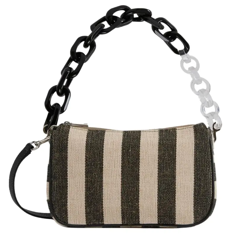 Furla 'moon' Shoulder Bag - Stripped Toni Nero