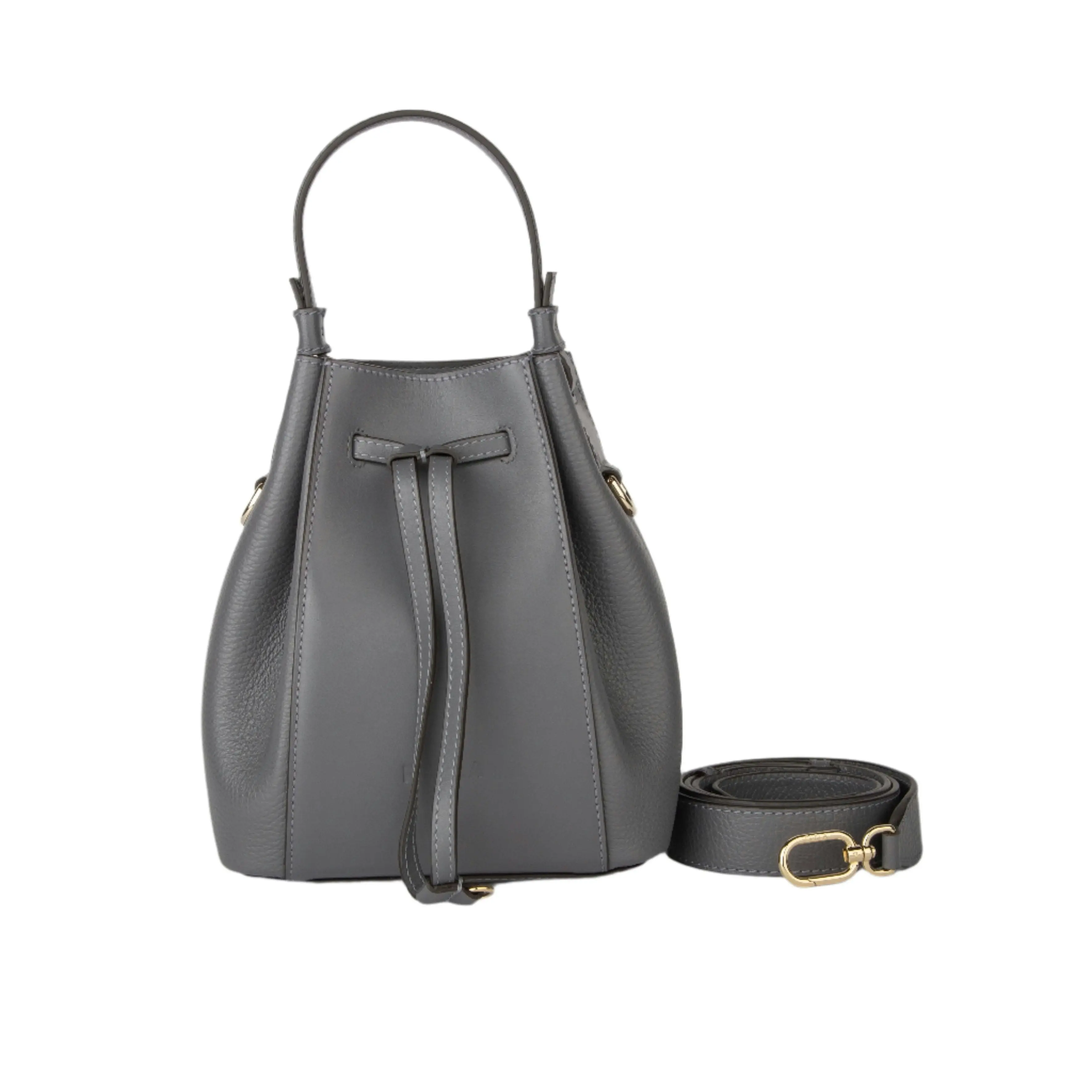 Furla Miastella Mini Bucket Bag - Vitello Roma Grey And Gold