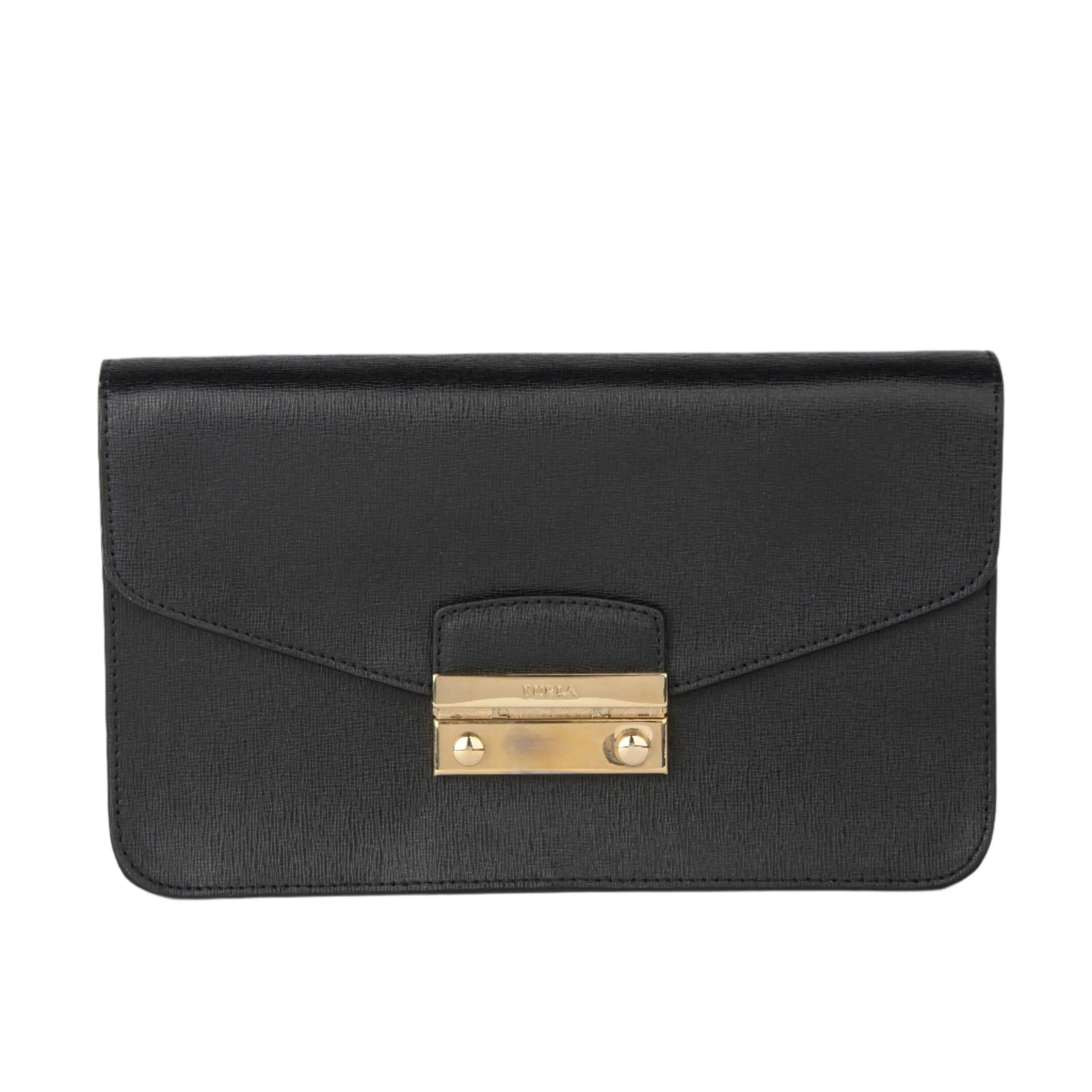 Furla Julia Pochette -  Saffiano Black And Gold