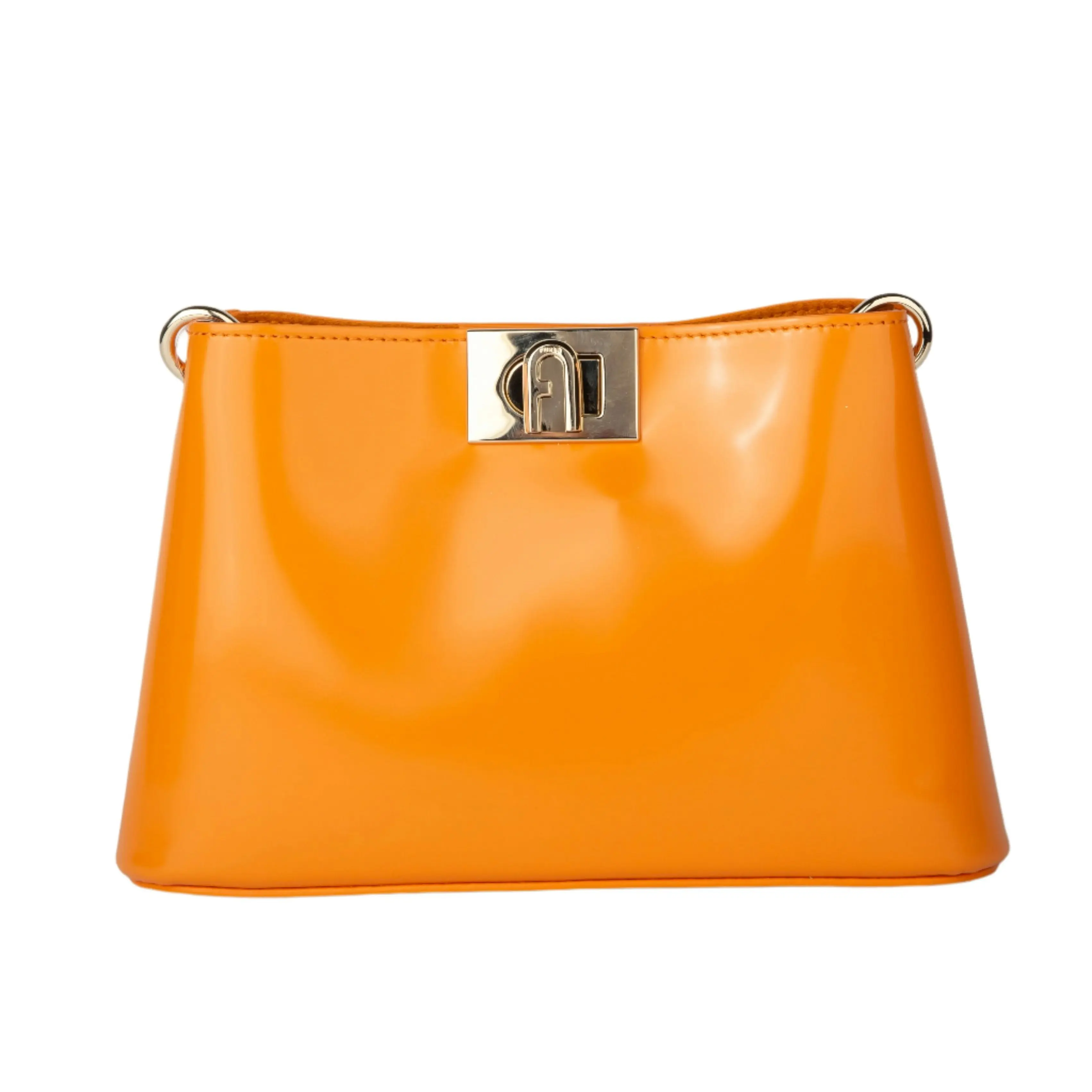 Furla Fleur Shoulder Bag - Vitello Roma Orange And Gold