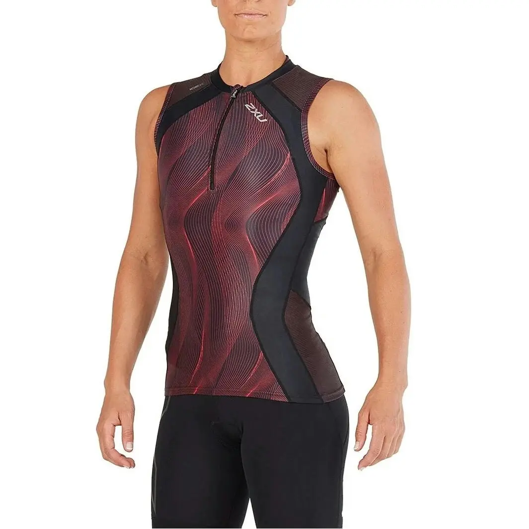 2XU Women's Compression Tri Singlet - Black/red