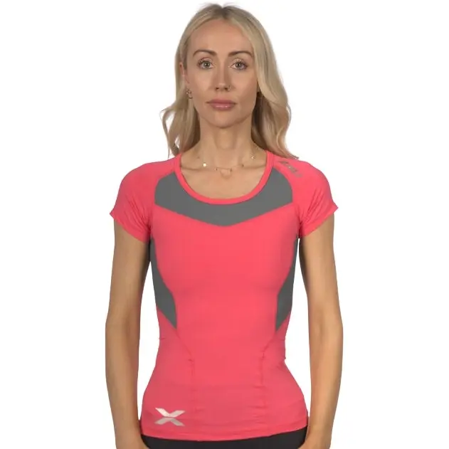 2XU Women's Base Compression S/s Top - Tangerine / Grey