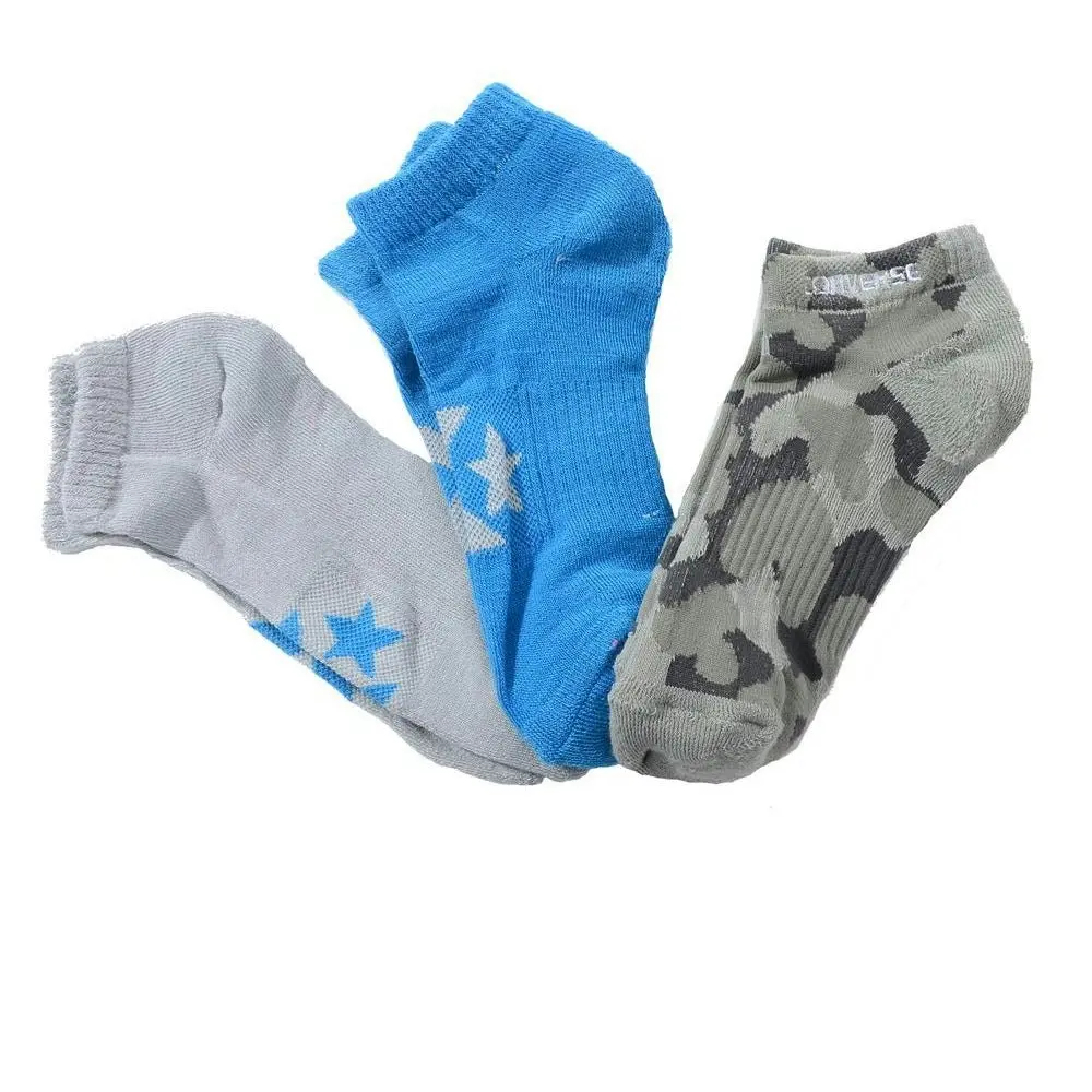 Converse Youth Low Cut Socks In Grey, Blue & Camouflage - 3 Pack