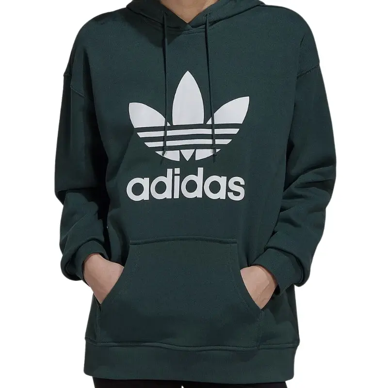 Adidas Womens Green Trefoil Hoodie Mineral Green