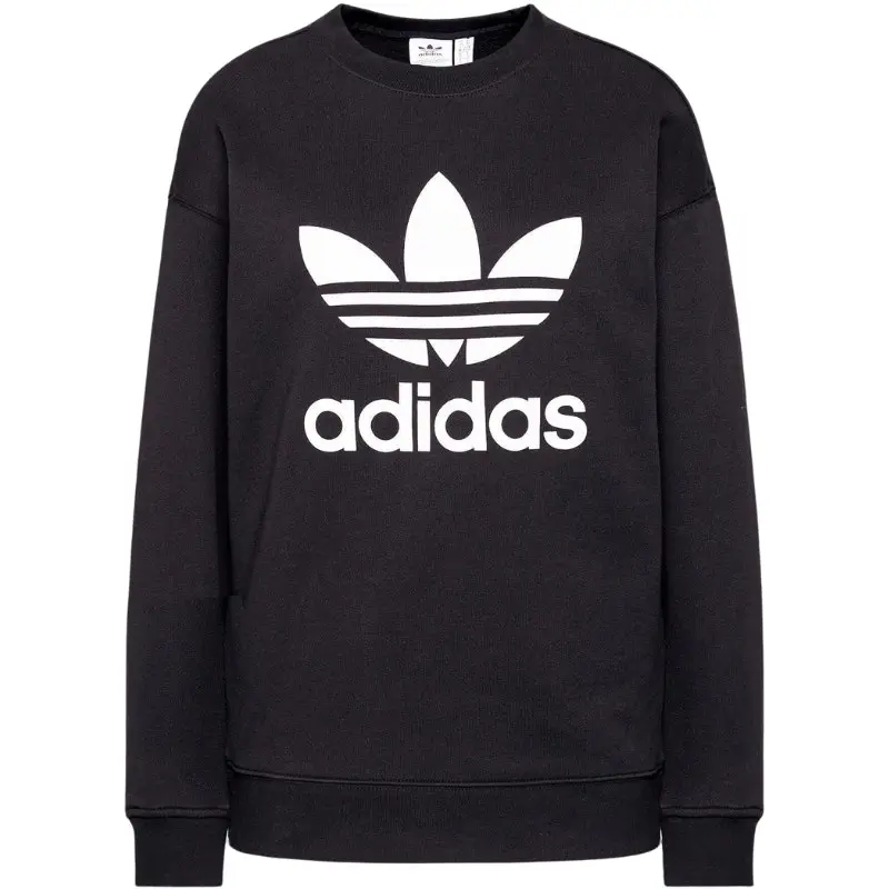 Adidas Womens Black Trefoil Crew Sweatshirt