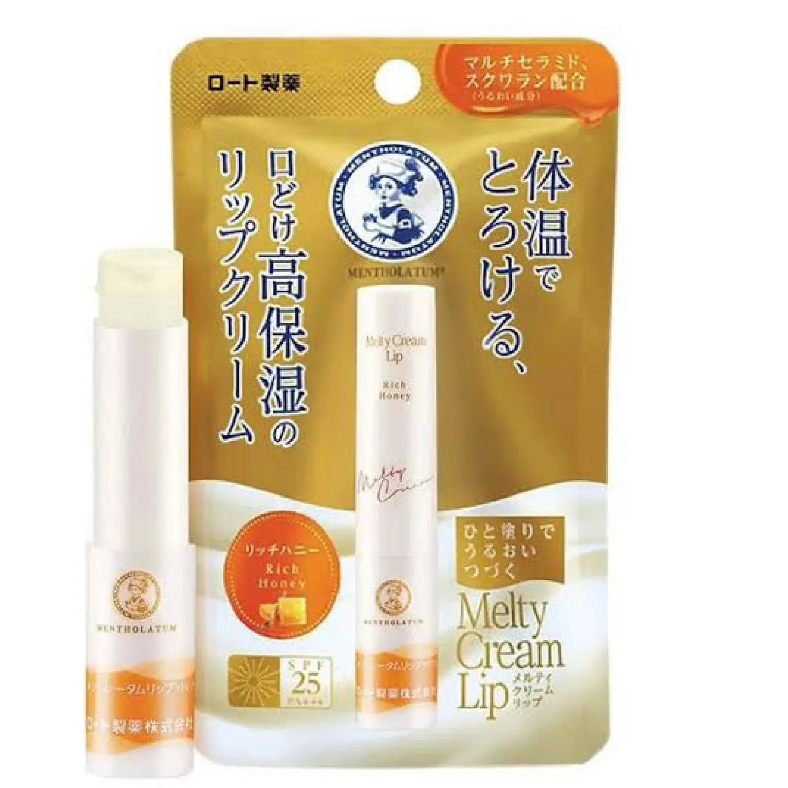 Rohto Mentholatum Melty Cream Lip Balm SPF 25 PA+++ Rich Honey 2.4g