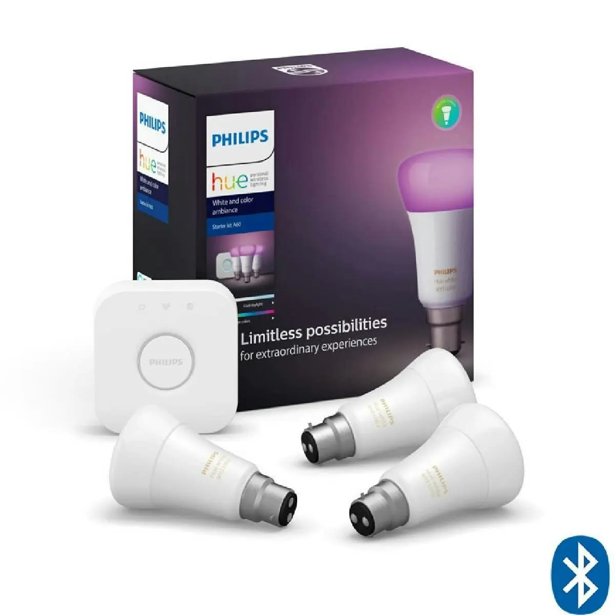 Philips Hue White Colour Ambiance B22 Starter Kit With Bluetooth