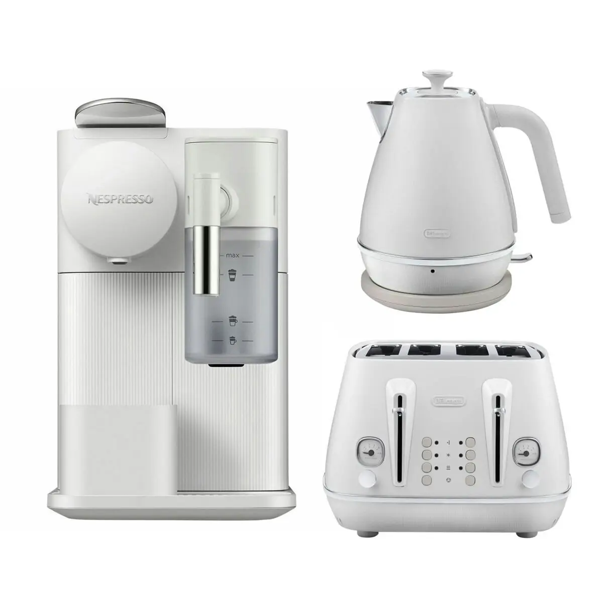 De'Longhi Distinta & Lattissima Breakfast Pack White