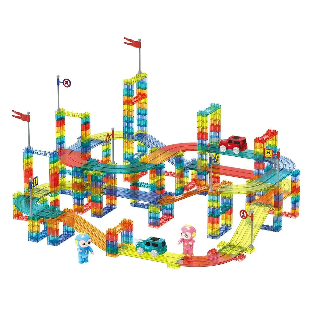 Kids Magnetic Tiles Blocks Railcar Building Educational Toys Children Gift Play 348PCS