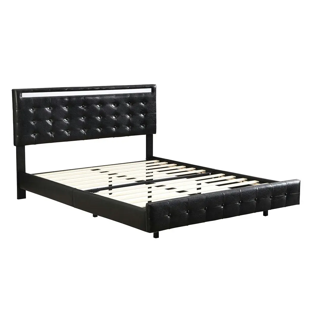 Levede  Floating Bed Frame Queen with Headboard LED Lights Mattress Base