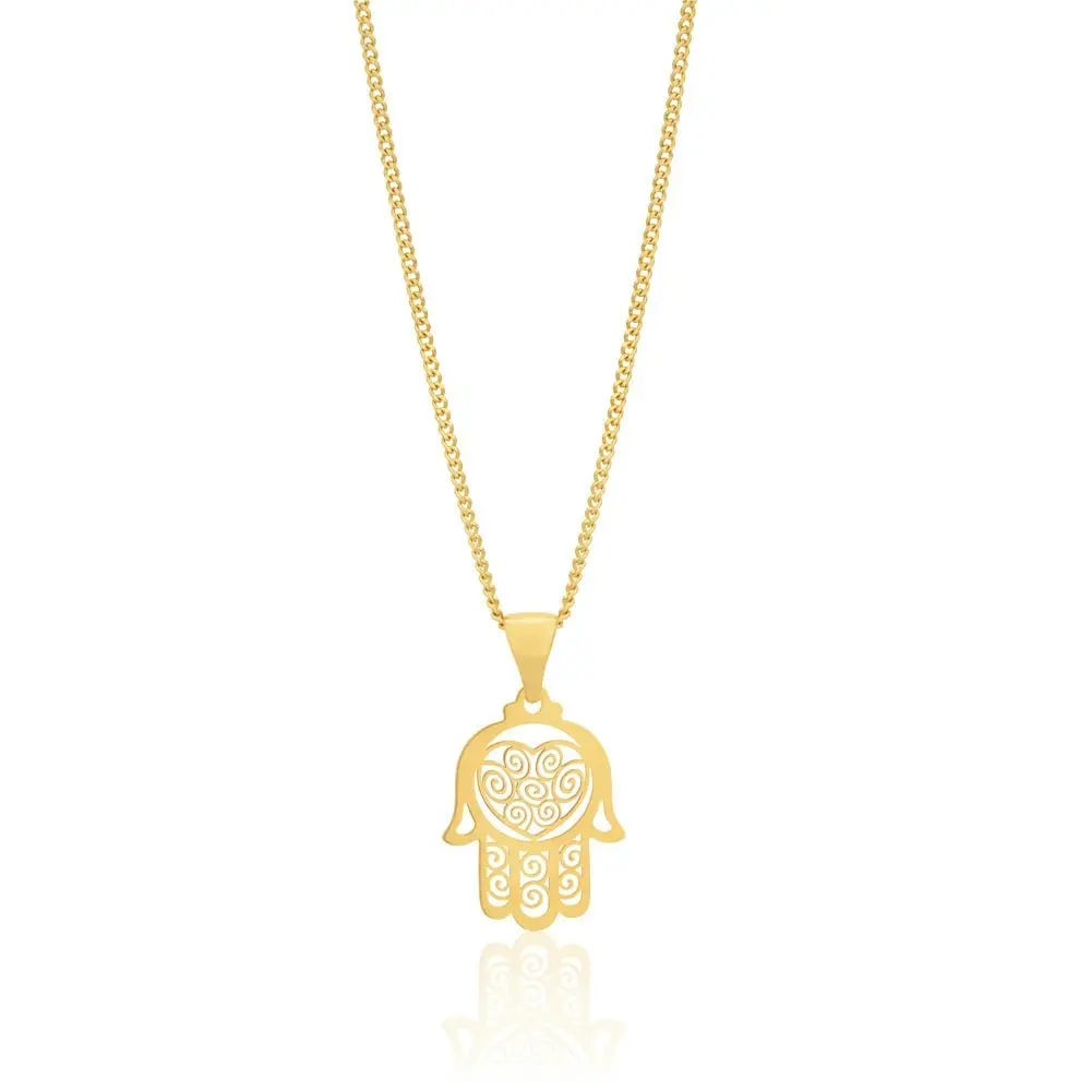 9ct Yellow Gold Hamsa Hand Pendant