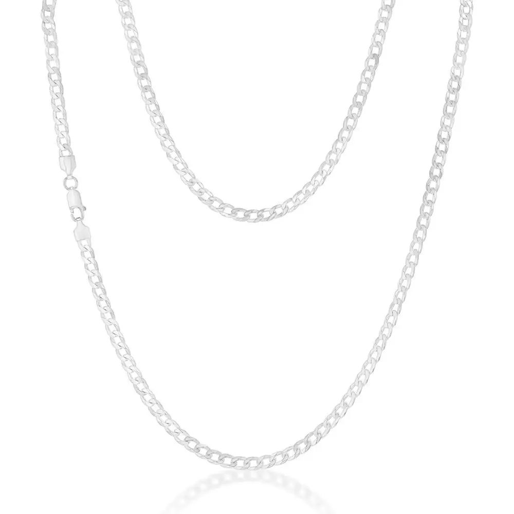 Sterling Silver Bevelled Curb 120 Gauge 60cm Chain