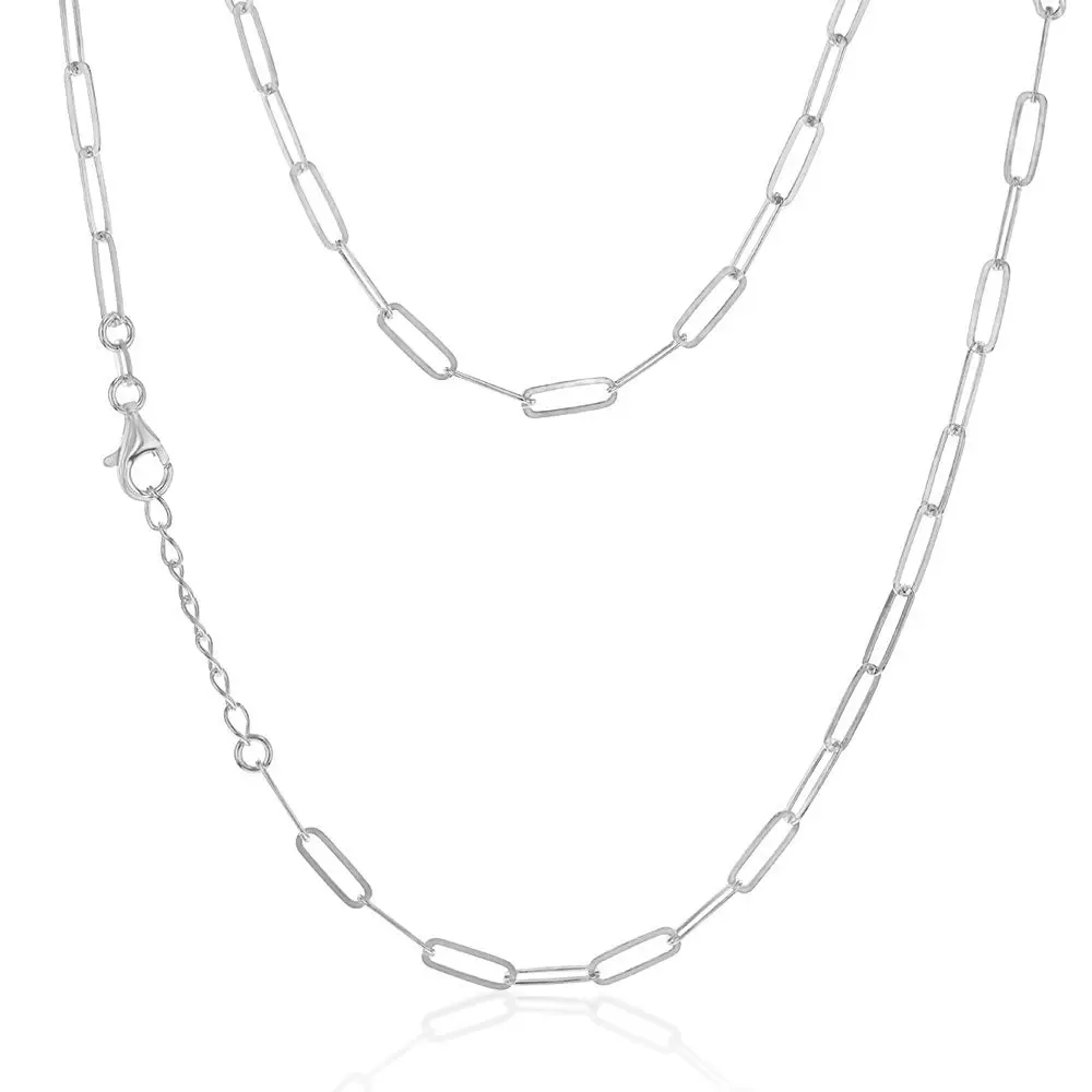 Sterling Silver Paper Clip 42+3cm Chain