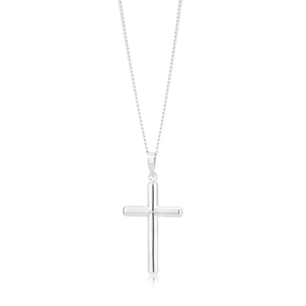 9ct White Gold Plain Cross Pendant