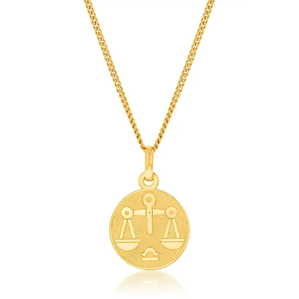 9ct Yellow Gold Zodiac Libra Pendant