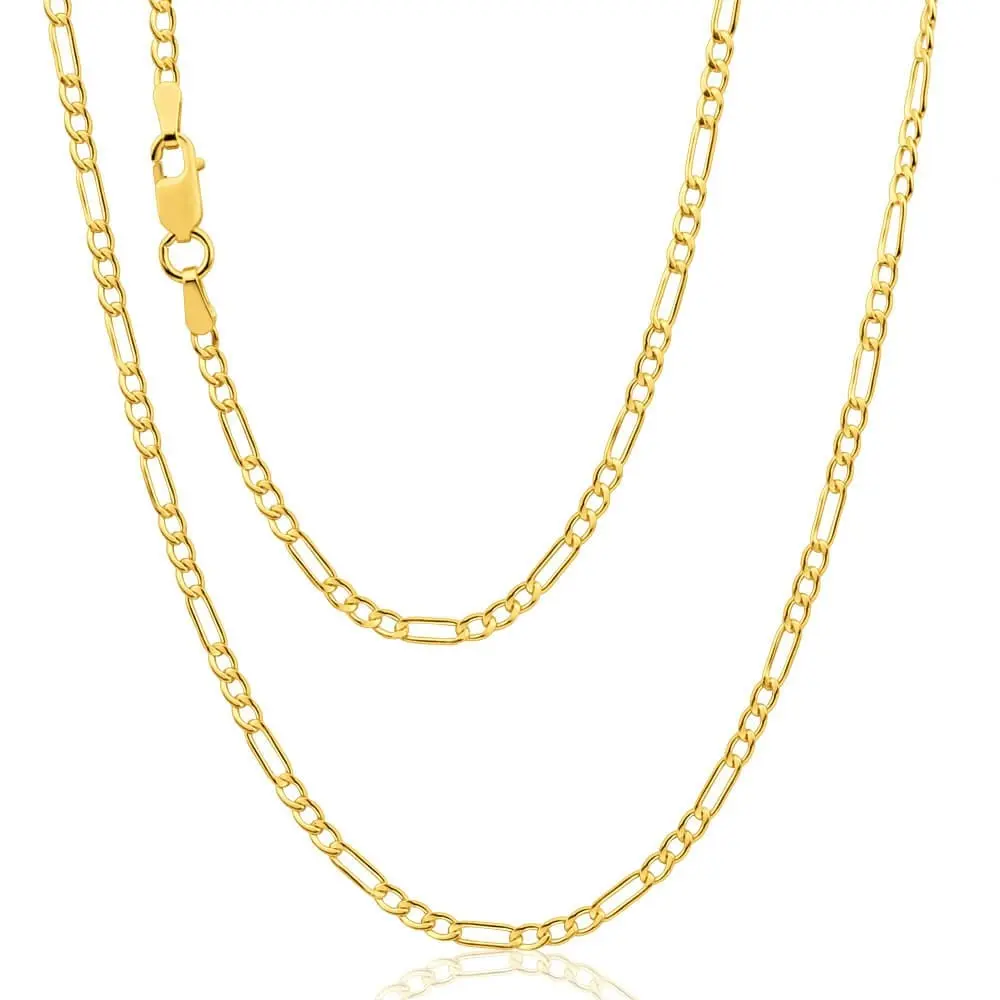 9ct Yellow Gold Silver Filled 50cm Figaro Chain 50 Gauge