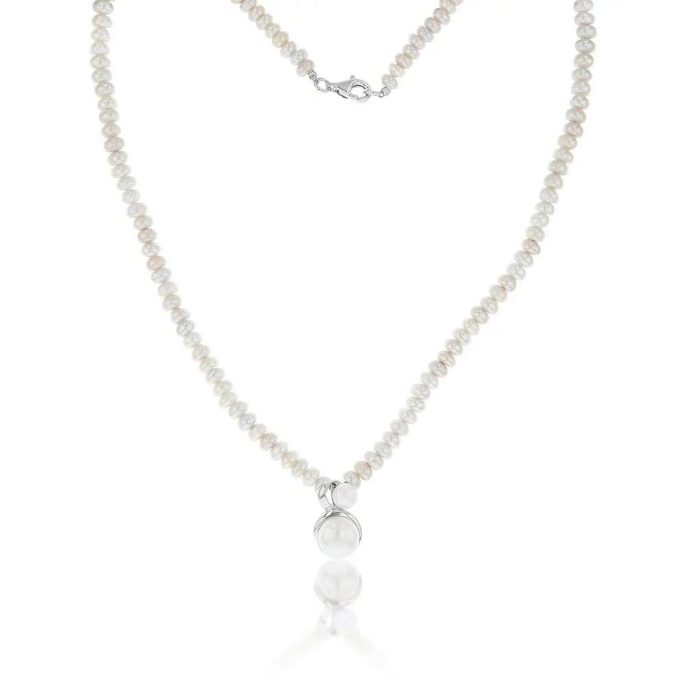 White Freshwater Clasp Pearl Necklace