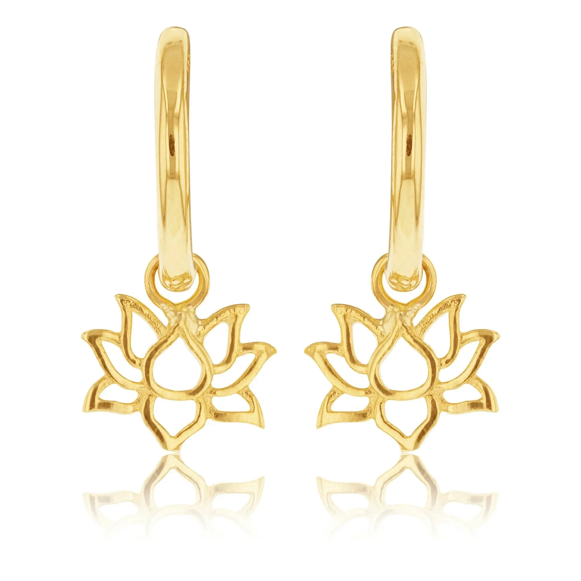 9ct Yellow Gold Lotus On Sleeper Earrings