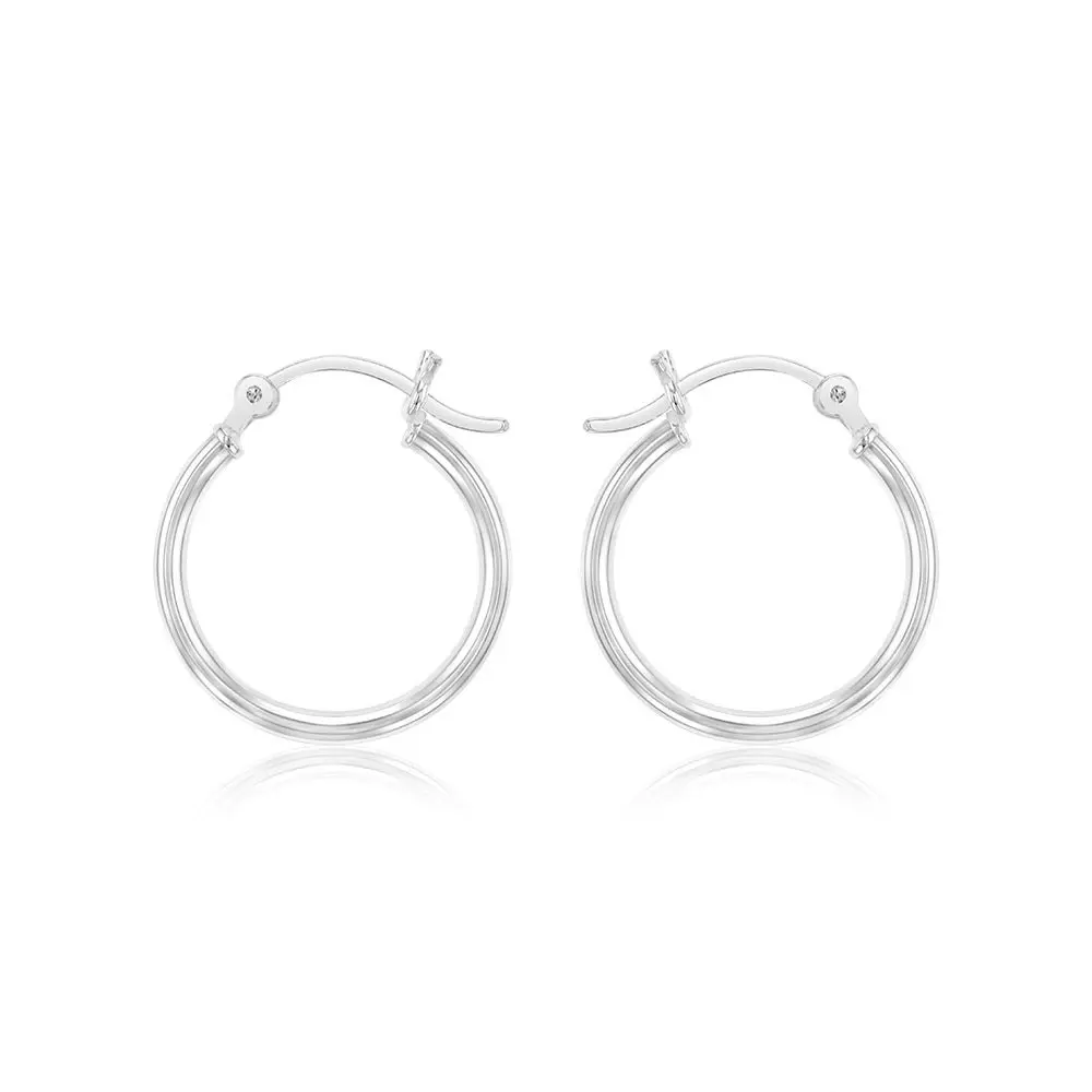 Sterling Silver Plain Round 20mm Hoop Earrings