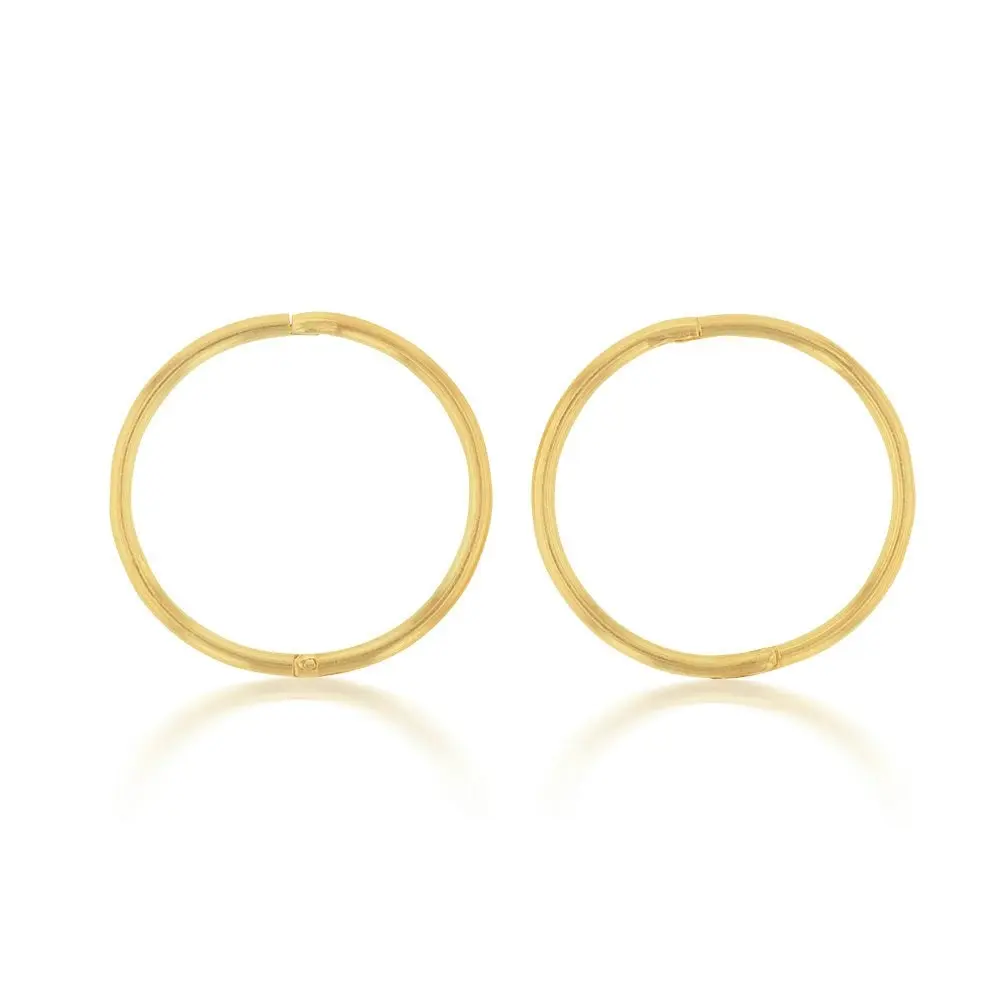 Gold Plated Sterling Silver Plain 16mm Sleeper Earrings