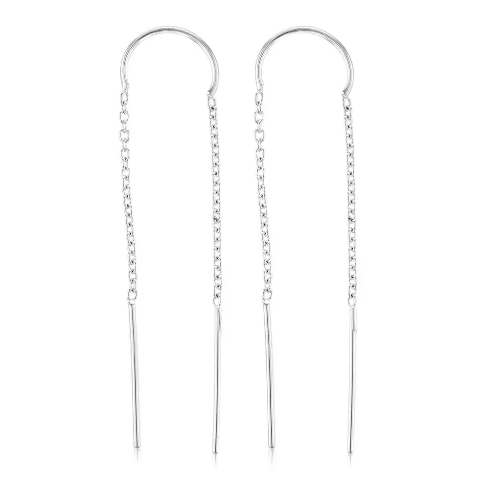 Sterling Silver Plain Threader Drop Earring