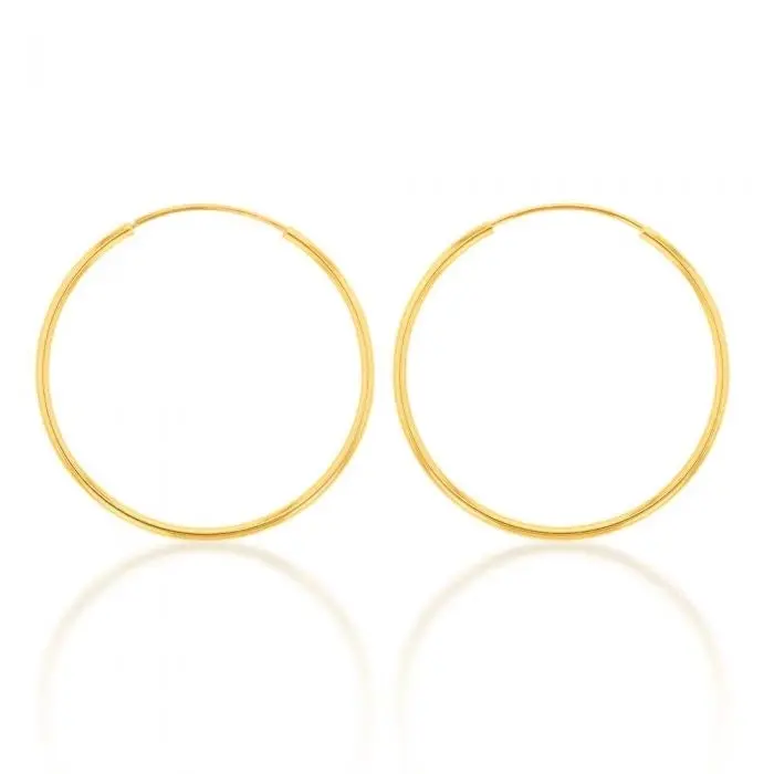 9ct Yellow Gold Lightweight 15mm Sleeper Earrings