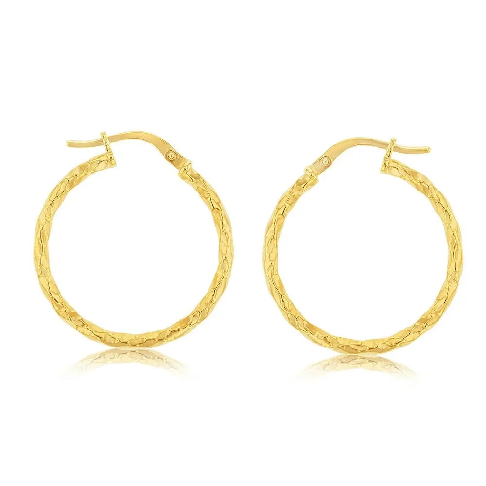 9ct Yellow Gold Silverfilled Fancy Twisted 20mm Earrings