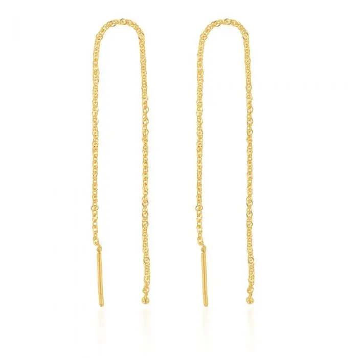 9ct Yellow Gold Singapore Chain Threader Drop Earrings