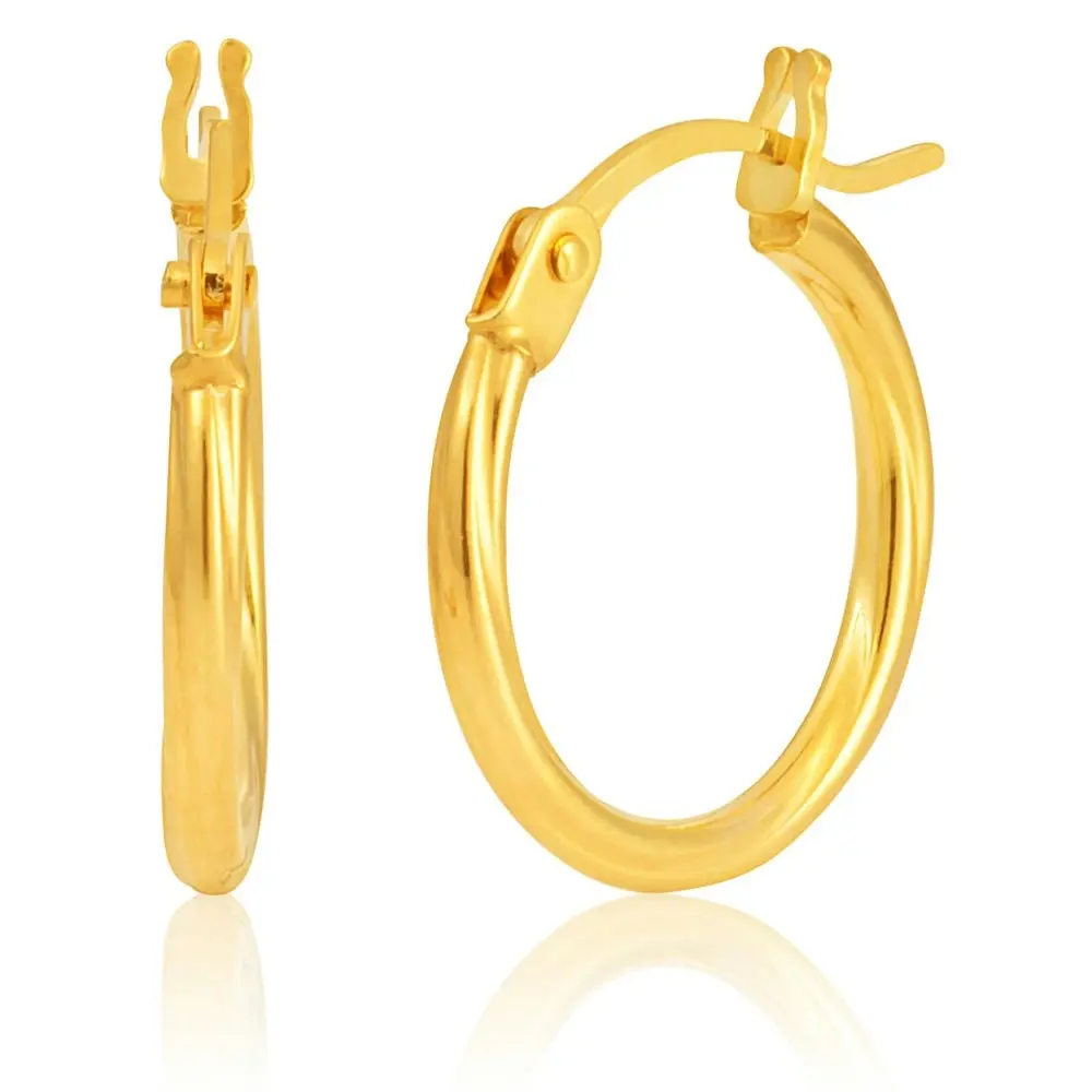 9ct Yellow Gold Twist 10mm Hoop Earrings