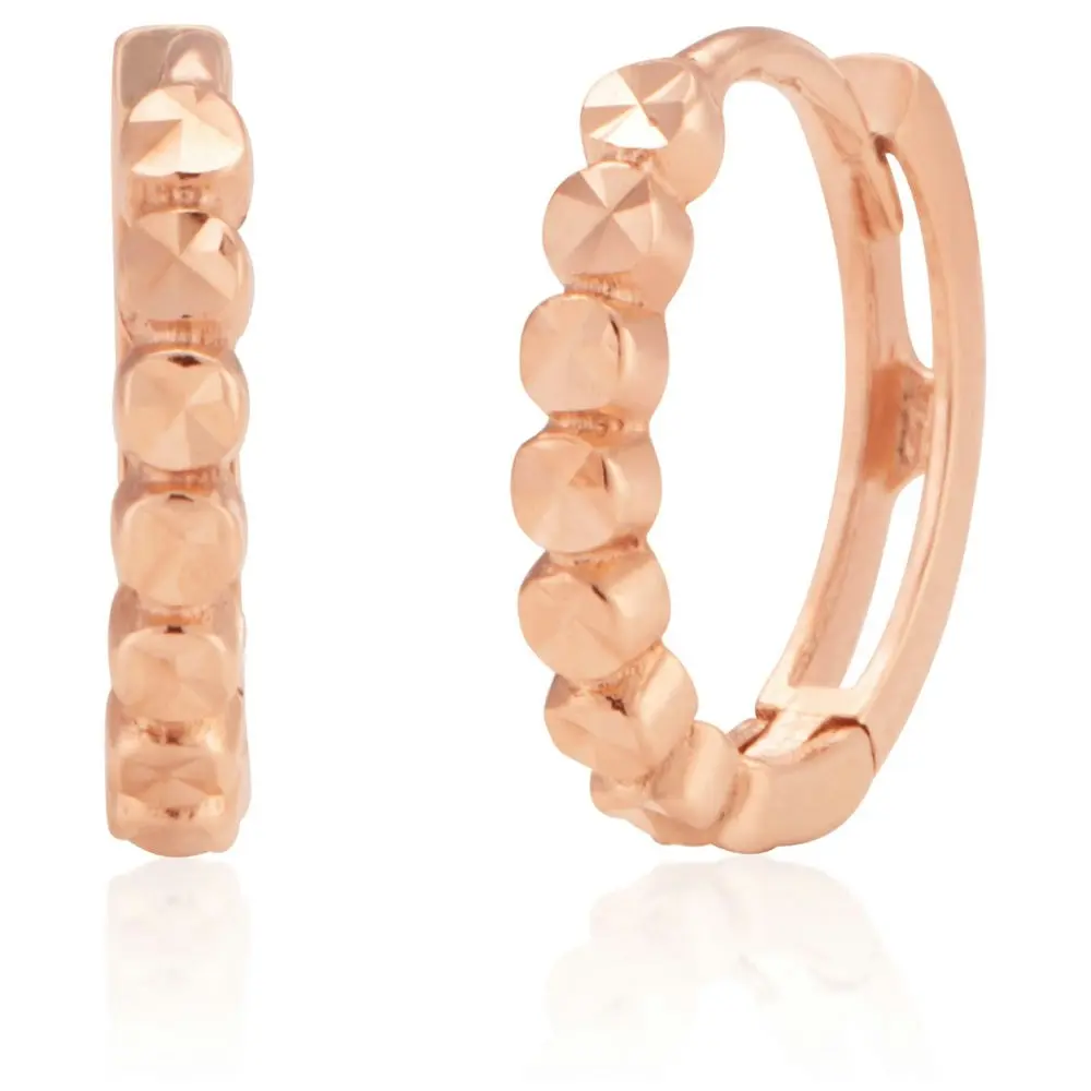 9ct Rose Gold 9mm Diamond Cut Hoop Earrings