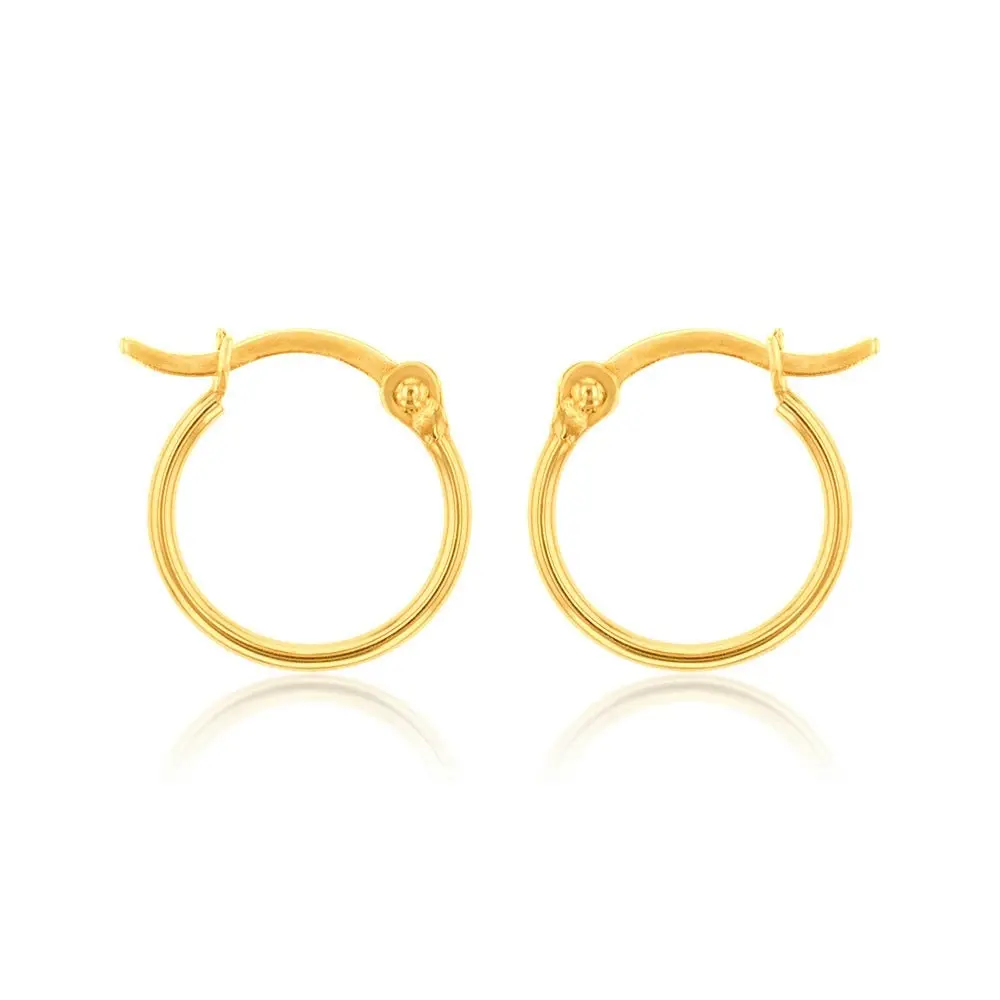 9ct Yellow Gold Polish 10mm Hoop Earring