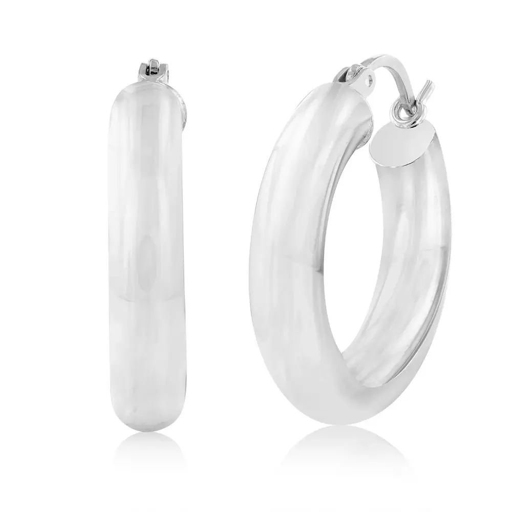 Sterling Silver Polished  15mm Hoop Earrings