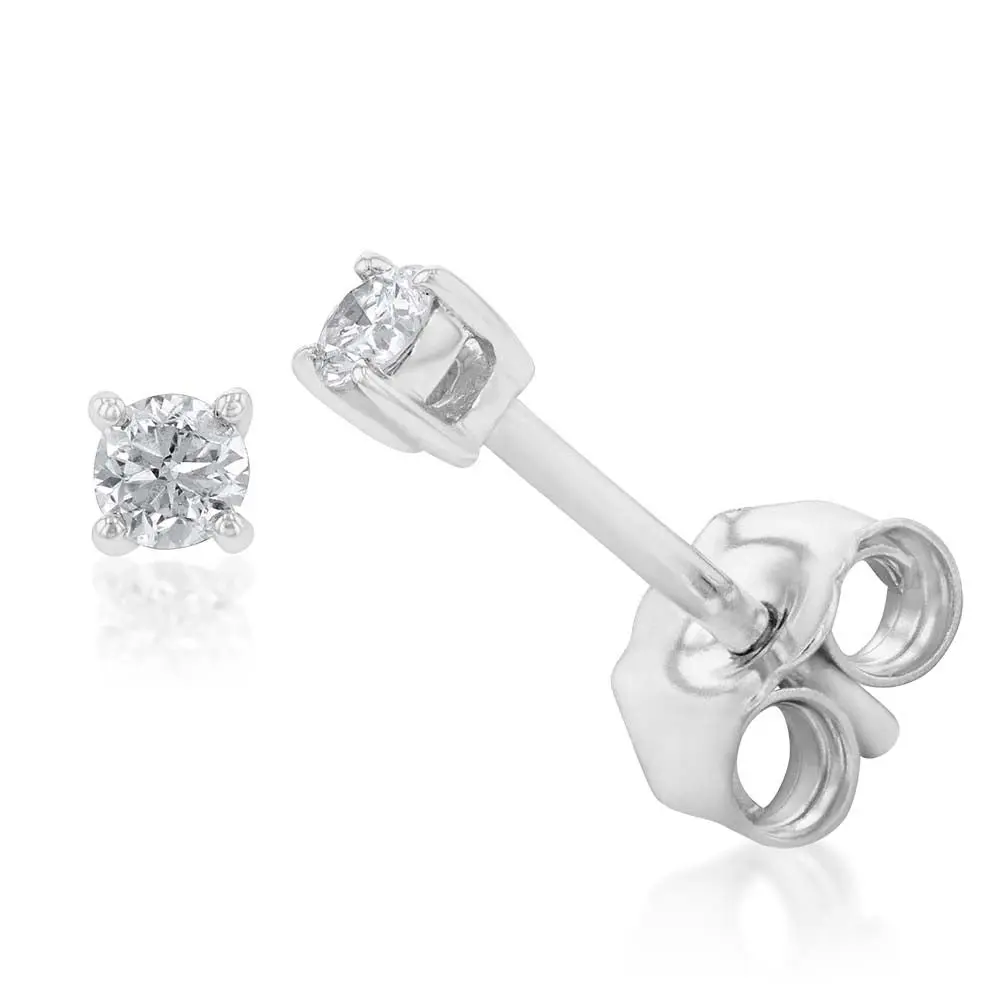 Luminesce Lab Grown Diamond Solitiaire Classic 10Pt Stud Earring in 9ct White Gold