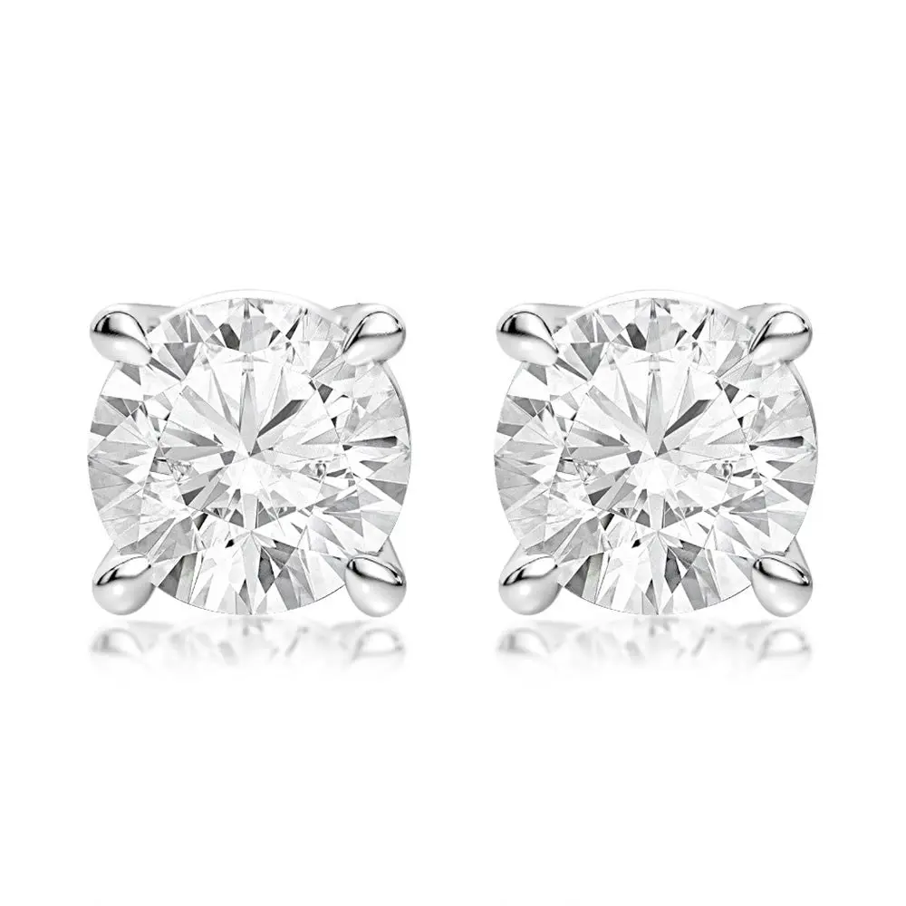 Luminesce Lab Grown Diamond 2 Carat Solitaire Stud Earrings in 14ct White Gold