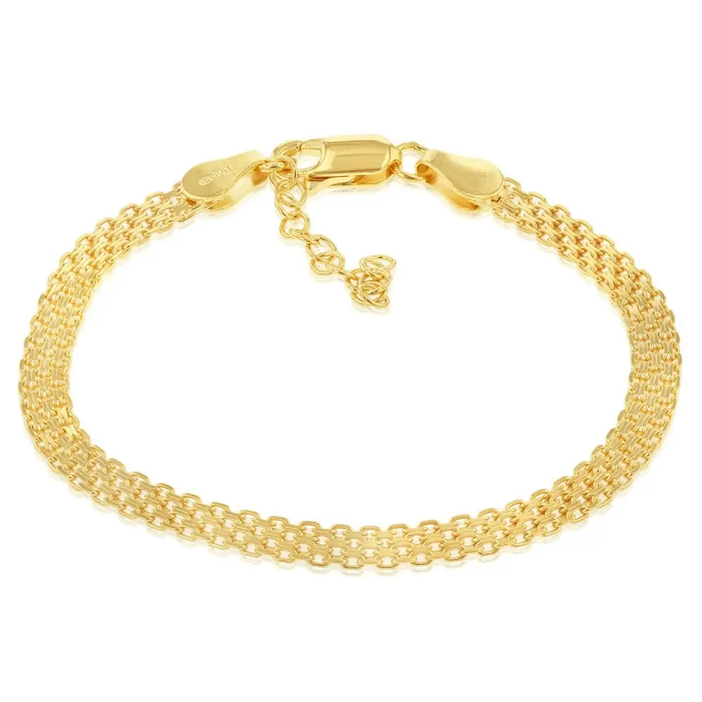 Sterling Silver Gold Plated Flat 19cm Bracelet