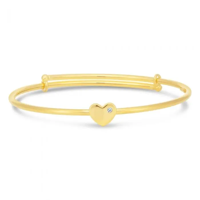 9ct Silver Filled Heart Charm Baby Bangle