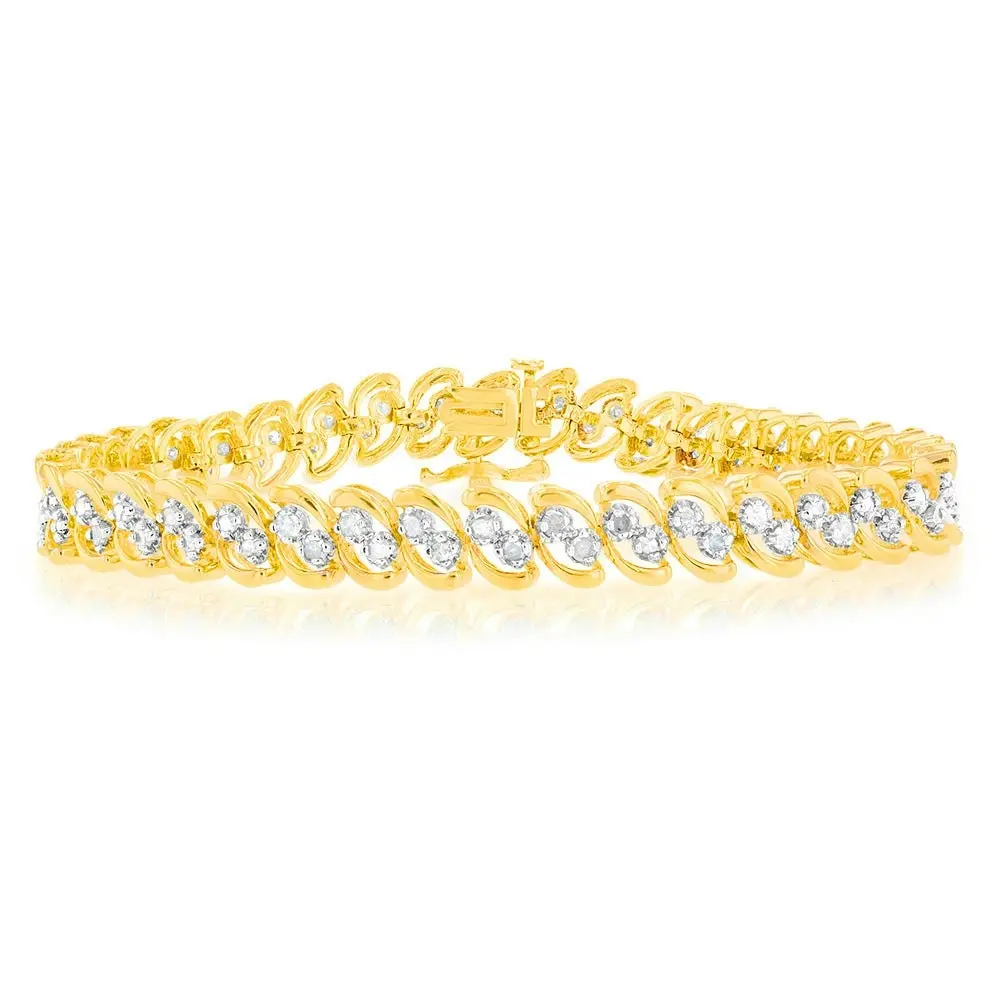 2 Carat Diamond Bracelet in Gold Plated Silver