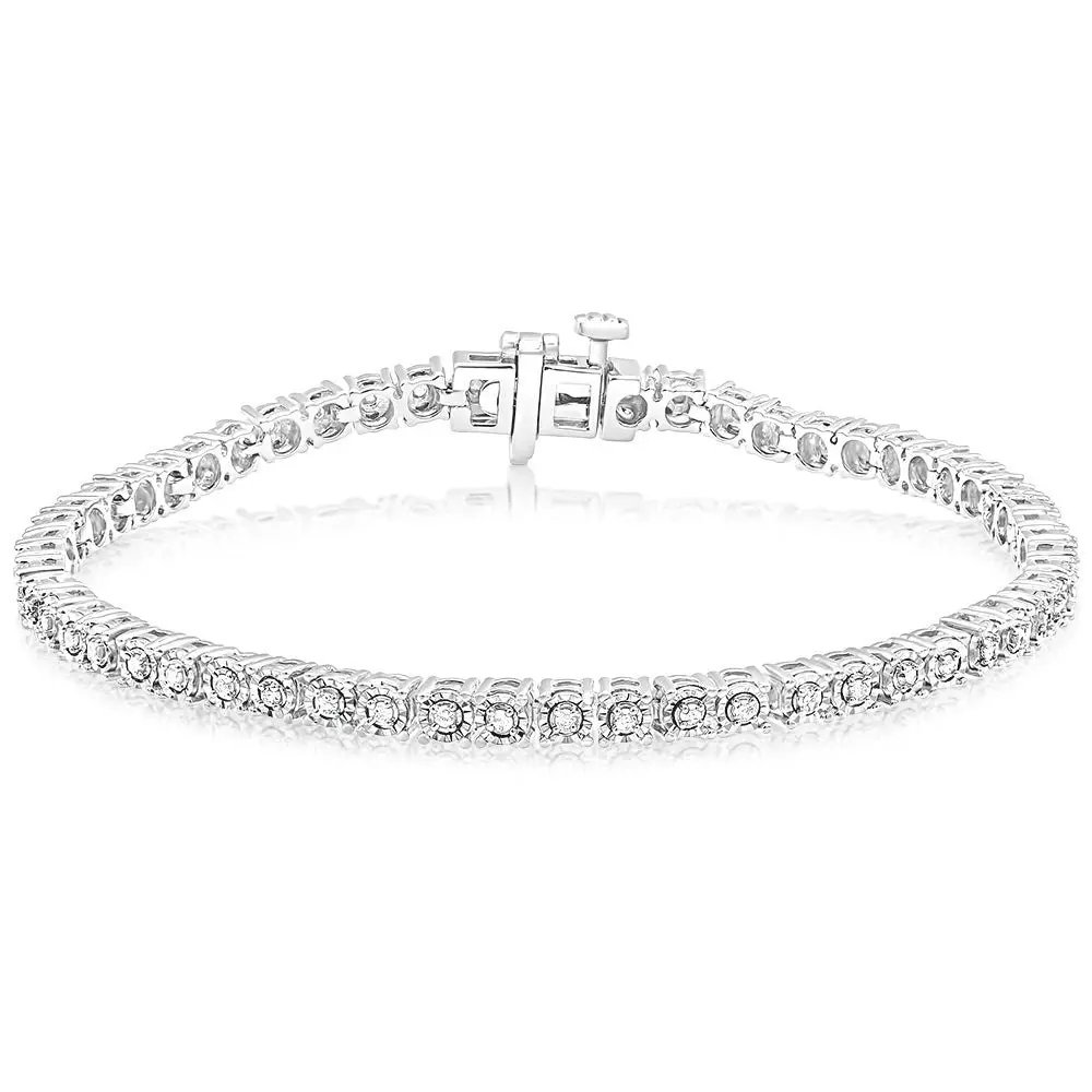 Sterling Silver 0.45 Carat Diamond 18cm Tennis Bracelet with Brilliant Cut Diamonds