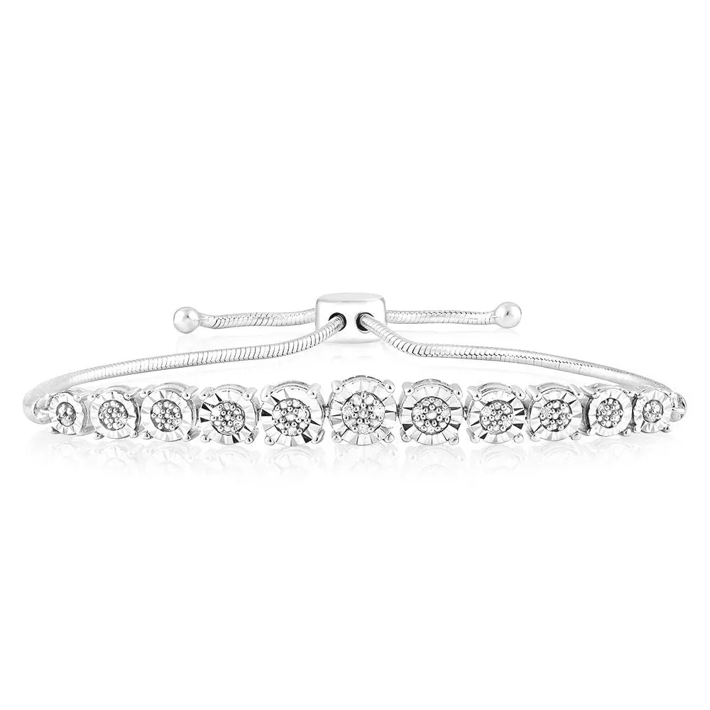 Sterling Silver 1/10 Carat Diamond Slider Bracelet