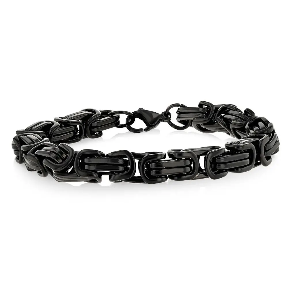 Stainless Steel Black Fancy Link 20.3cm Bracelet