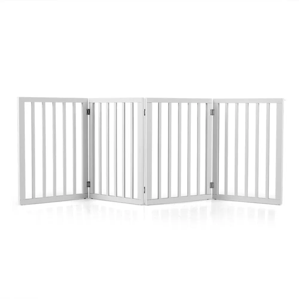 Petzly Pet Gate Dog Fence Safety Barrier Security Door 4 Panel 61cm White