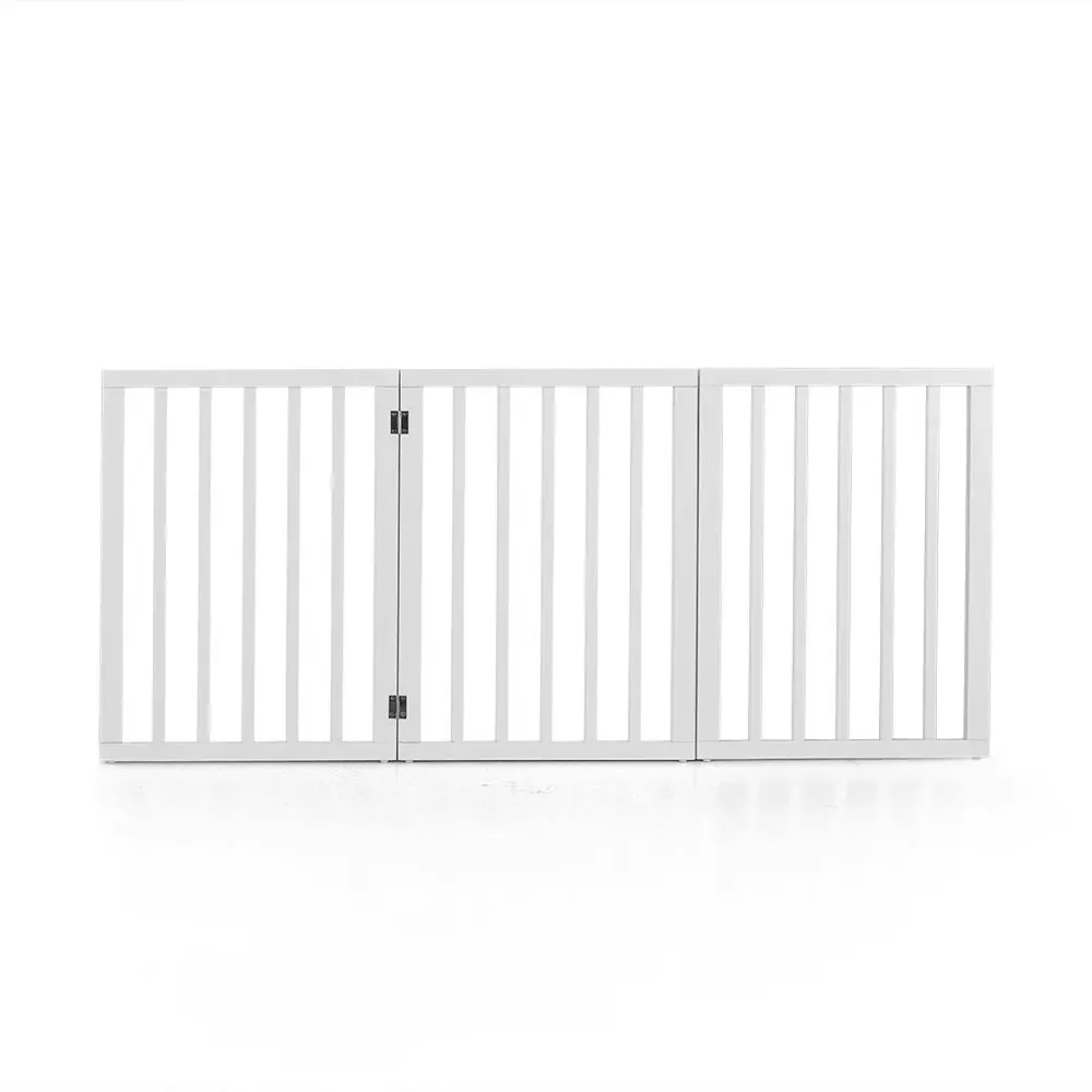 Petzly Pet Gate Dog Fence Safety Barrier Security Door 3 Panel 61cm White