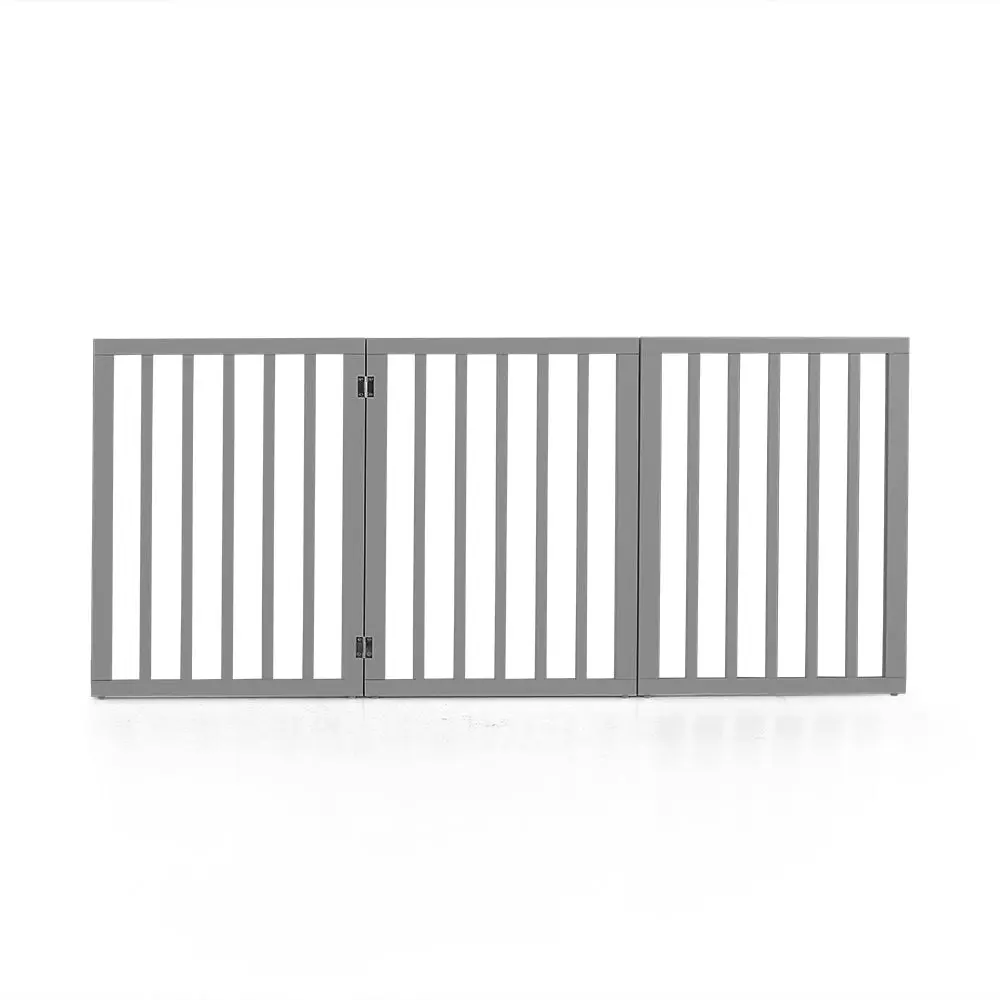 Petzly Pet Gate Dog Fence Safety Barrier Security Door 3 Panel 61cm Grey