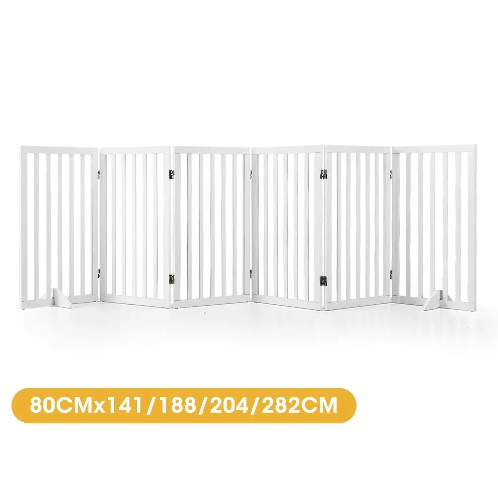 Petzly Pet Gate Dog Fence Safety Barrier with Support Feet 80cm White