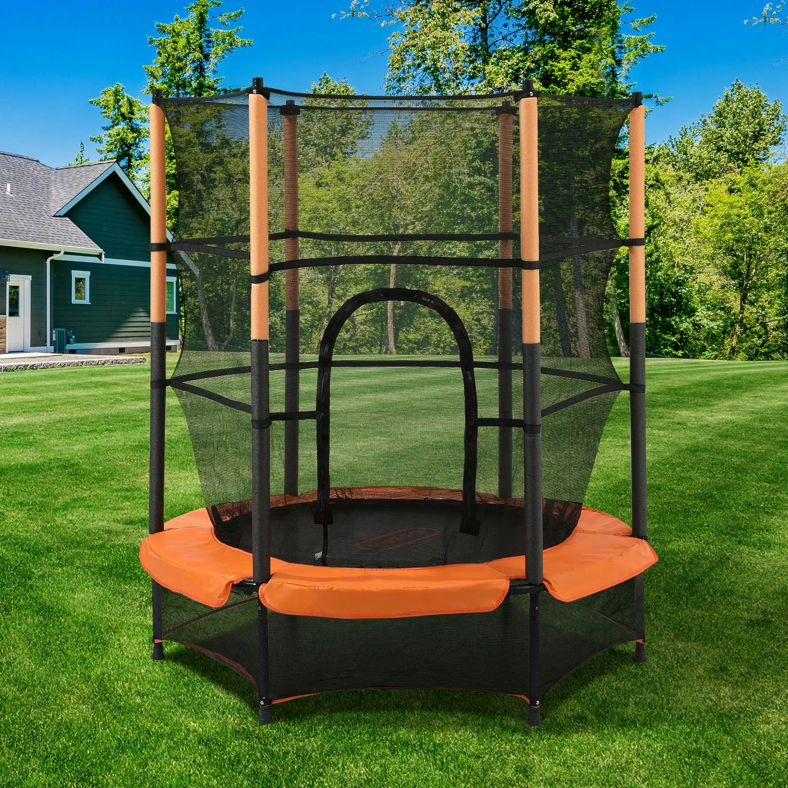 Mazam 55 Inch Trampoline Kids Trampolines Encosure Safety Net Round