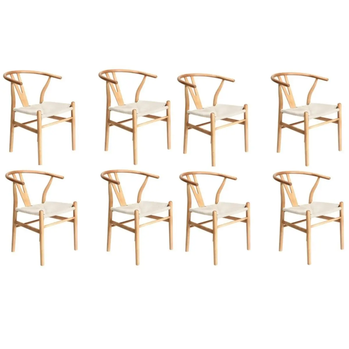 Oikiture 8x Dining Chair Wooden Hans Wegner Chair Wishbone Cafe Lounge Seat