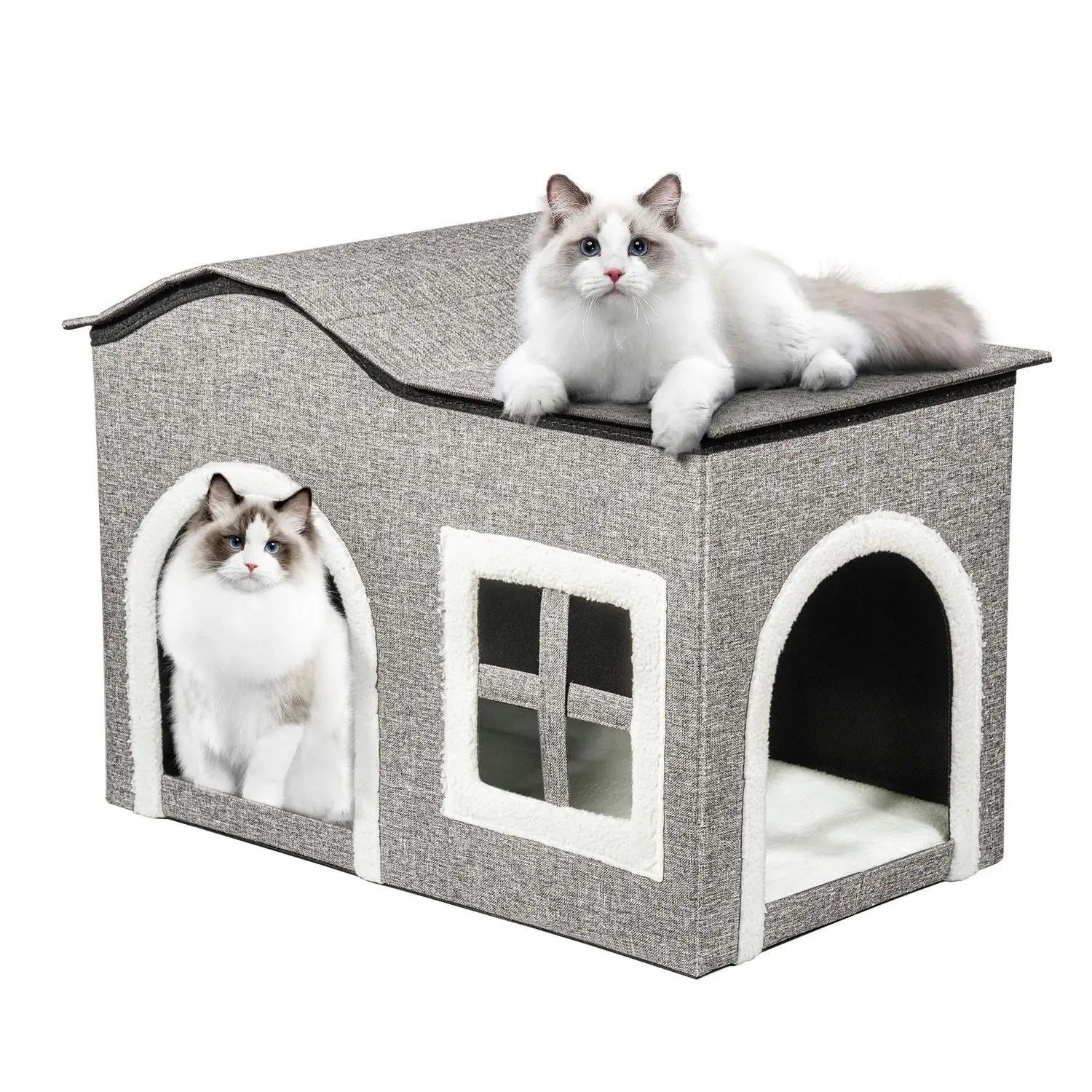 truepal Foldable Cat House Cat Cave Calming Cat Bed for Indoor Cats Washable Cat Condo with Window & Doorway Anti-tip Reinforced Design(XL Size)